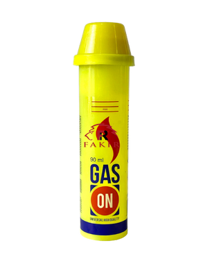 Газ для заправки зажигалок желтый 80мл баллон пластик.