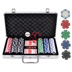 Набір для покеру на 300 фішок З НОМІНАЛОМ у алюмінієвому кейсі №703-5