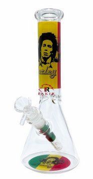 Бонг скляний&nbsp;25см "Bob Marley" № 14-10 фото 1